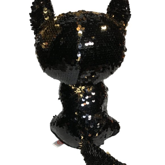 TY Flippables JINX Black Cat Halloween Sequin Plush (Medium Size - 9 in.) Toy - Picture 4 of 9